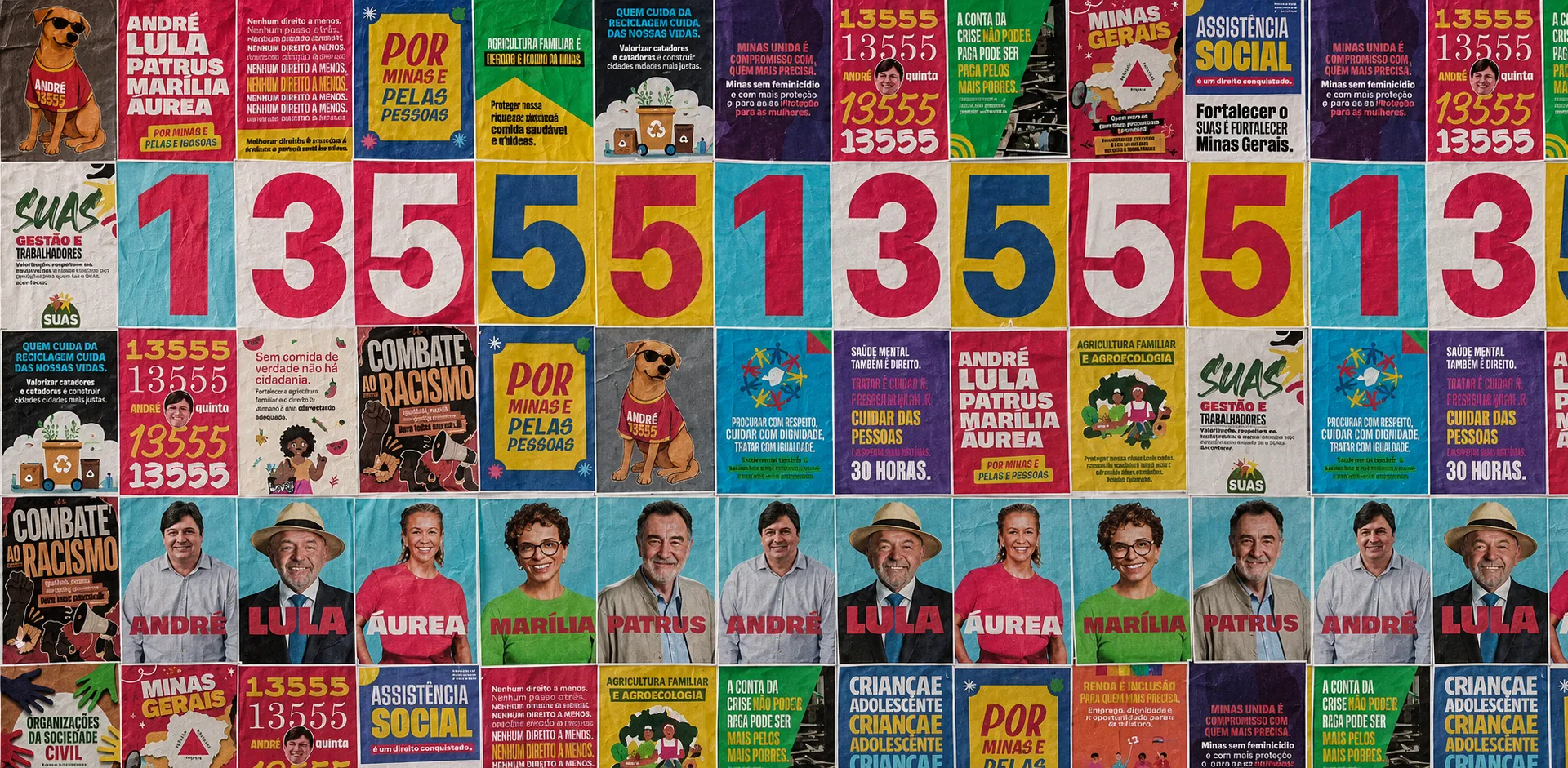 Mural de cartazes da campanha Andr&eacute; Quint&atilde;o 13555