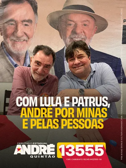 Com Lula e Patrus, Andr&eacute; por Minas
